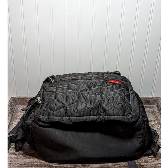 Skip & Hop Black Quilted Multi Compartment Soft Diaper Bag Backpack Washable - Picture 5 of 8
